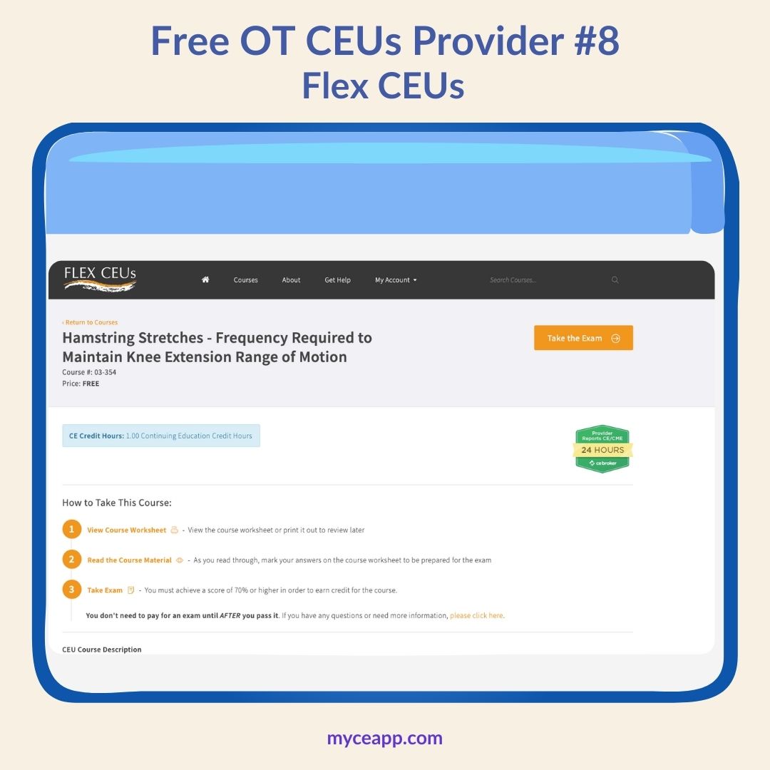 Flex CEUs free hamstring stretches occupational therapy CEU