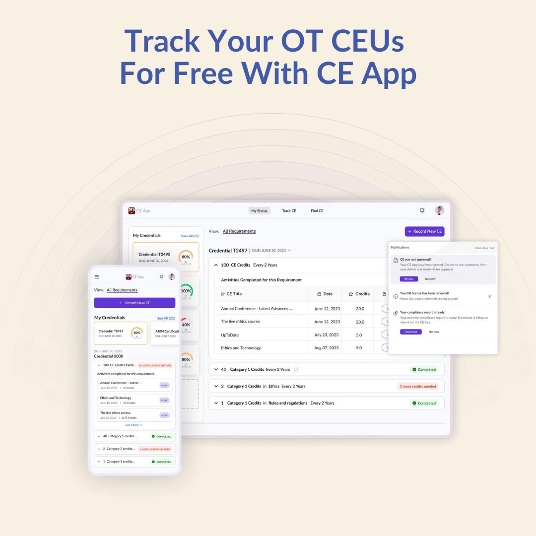 Track and manage free OT CEUs with CE App
