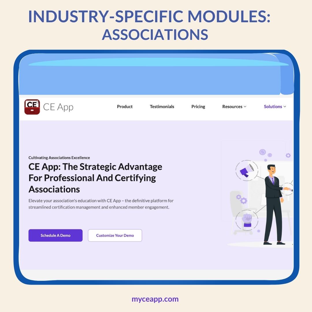 CE App module designed for certifying and professional associations