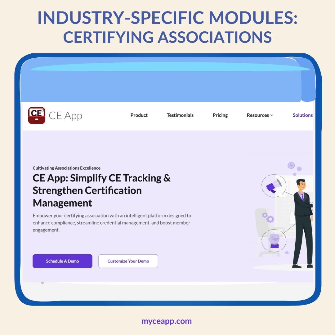 CE App for certifying associations certification management