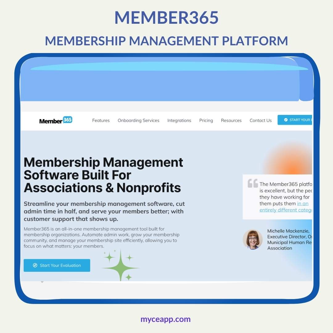 Member365 association CE tracking platform screenshot