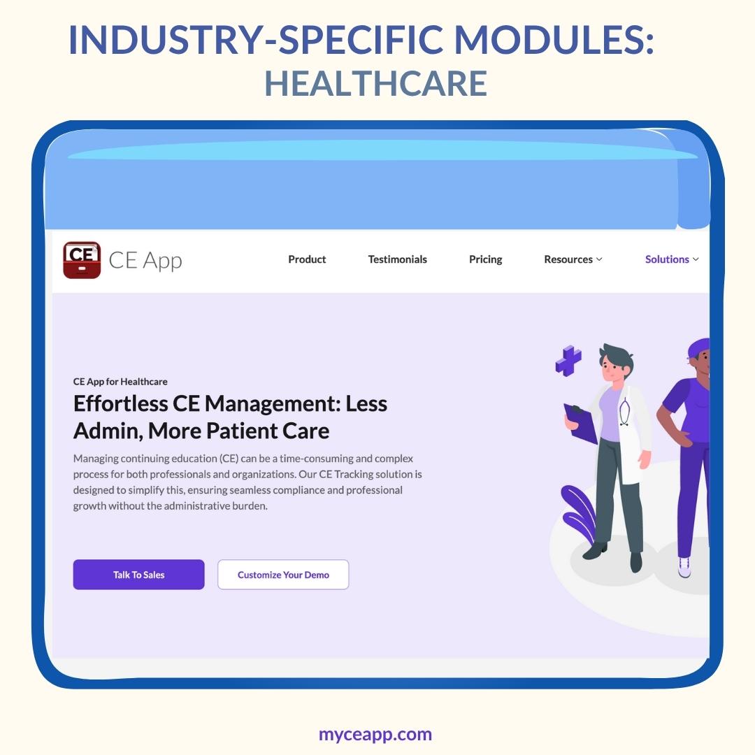 CE App module for healthcare teams
