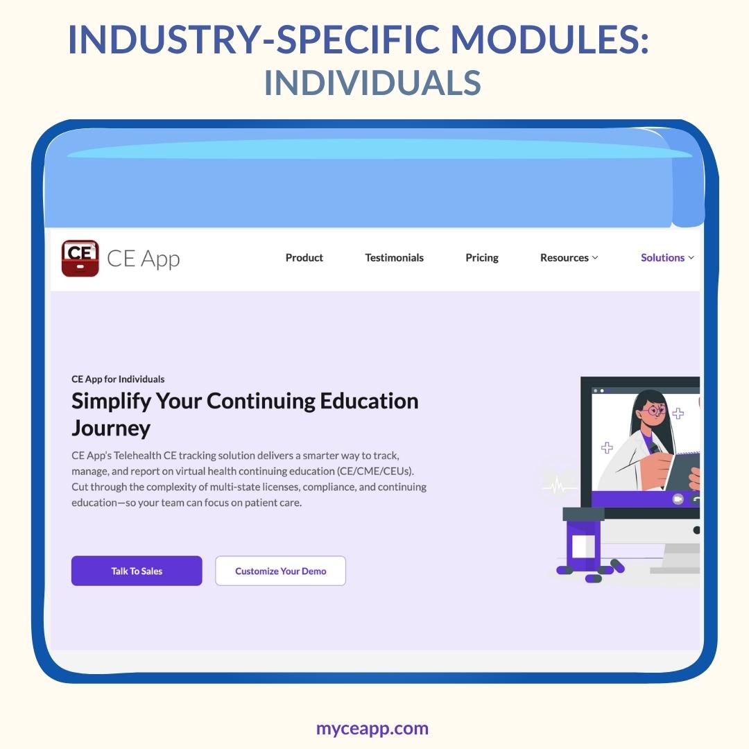 CE App module for individuals