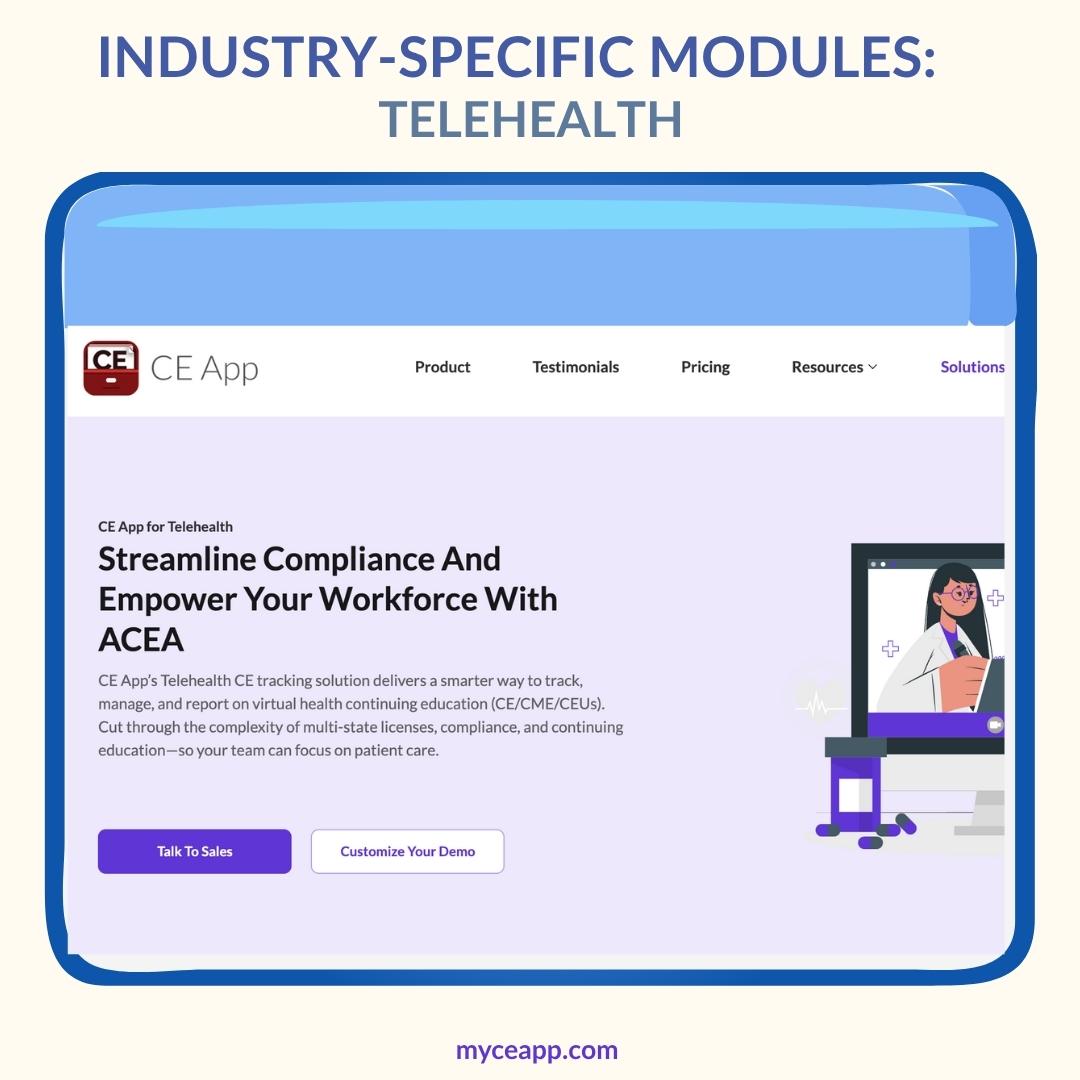 CE App for telehealth compliance